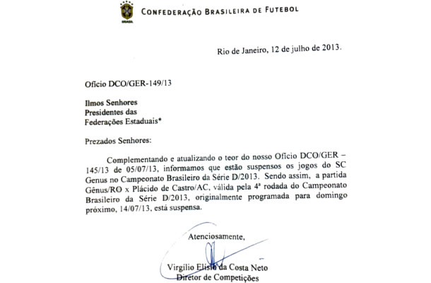 Ofício CBF Ofício CBF