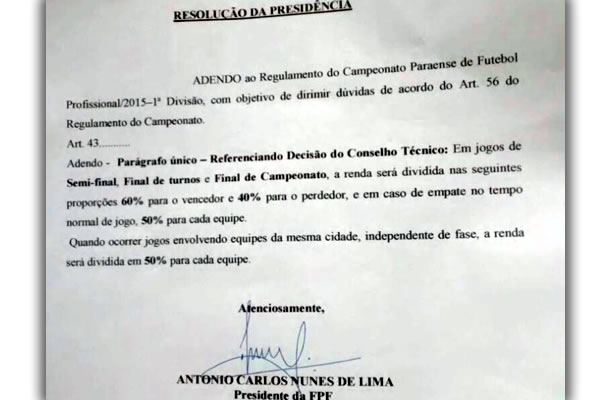 Documento da FPF Documento da FPF