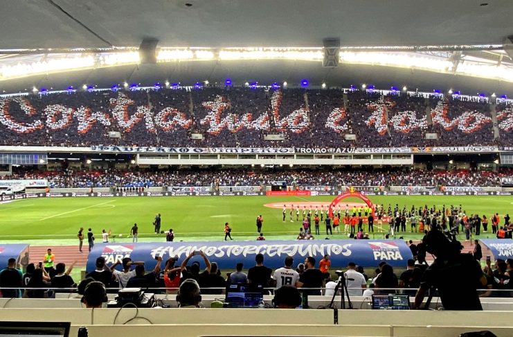 Torcida do Remo prepara mosaico para duelo contra o Flamengo-RJ no Mangueirão Fenômeno Azul no Mangueirão – Foto: Ronaldo Santos