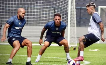 Responsabilidades em jogo Zé Welison, Braian Cufré e Diego Hernandez – Foto: Raul Martins (Clube do Remo)