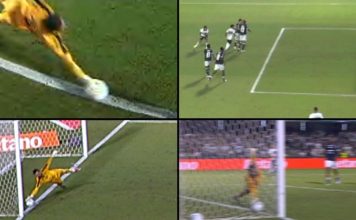 Marcelo Rangel defende bola “impossível” em cima da linha Coritiba-PR 1×0 Remo (Sávio) – Foto: Reprodução (VAR/CBF)