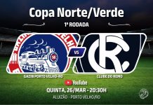 Porto Velho-RO × Remo, pela 1ª rodada da Copa Norte/Verde 2026