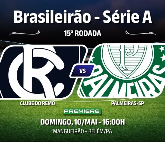 Assista ao vivo a Série A 2026: Remo × Palmeiras-SP Remo × Palmeiras-SP pela 15ª rodada da Série A do Campeonato Brasileiro 2026