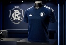 Remo avança em negociação com Adidas para 2027 e pode encerrar ciclo com a Volt Arte conceitual mostra camisa azul-marinho do Remo com detalhes em branco e referência à Adidas
