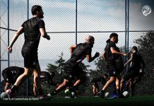 Remo desafia tabu em São Paulo no reencontro com o Corinthians-SP pela Série A Jogadores remistas realizam atividade física – Foto: Luis Carlos/Clube do Remo