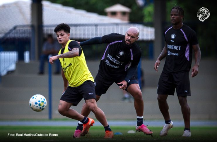 Remo tem 3 desfalques e leva 23 jogadores para enfrentar o Santos-SP Tico, Zé Welison e Eduardo Melo – Foto: Raul Martins/Clube do Remo