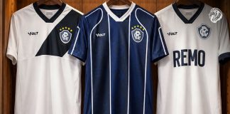 Remo lança coleção de camisas inspirada em uniformes históricos de 1989, 1998 e 2015 Remo lança a linha "Attack" em parceria com a Volt – Foto: Divulgação/Clube do Remo