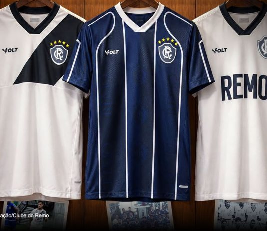Remo lança coleção de camisas inspirada em uniformes históricos de 1989, 1998 e 2015 Remo lança a linha "Attack" em parceria com a Volt – Foto: Divulgação/Clube do Remo