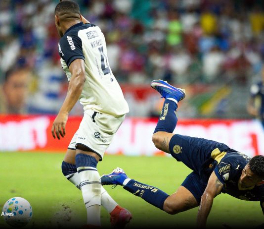 Remo tem desfalque na defesa e dúvida no ataque para enfrentar o Santos-SP Bahia-BA 2×1 Remo (Matheus Felipe) – Foto: Felipe Alves