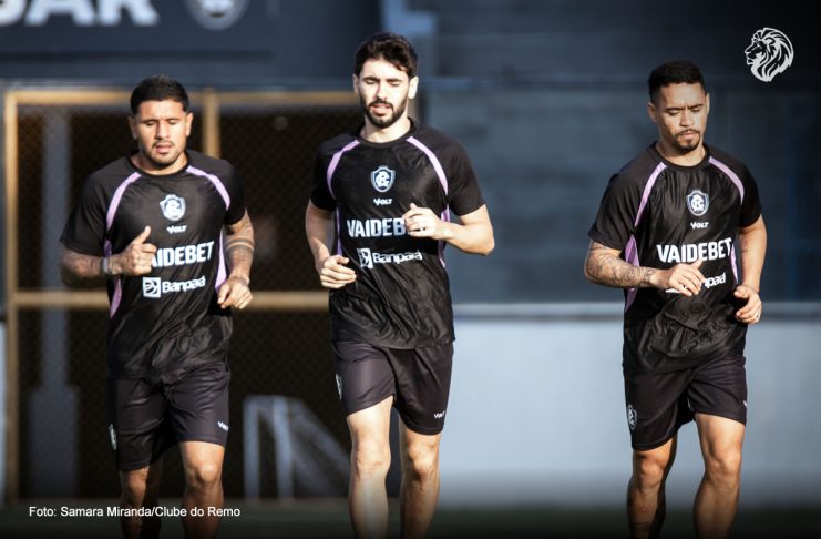 Sem Marcelinho, Condé prepara mudanças no Remo para enfrentar o Bahia-BA Galeano, Gabriel Taliari e Yago Pikachu – Foto: Samara Miranda/Clube do Remo