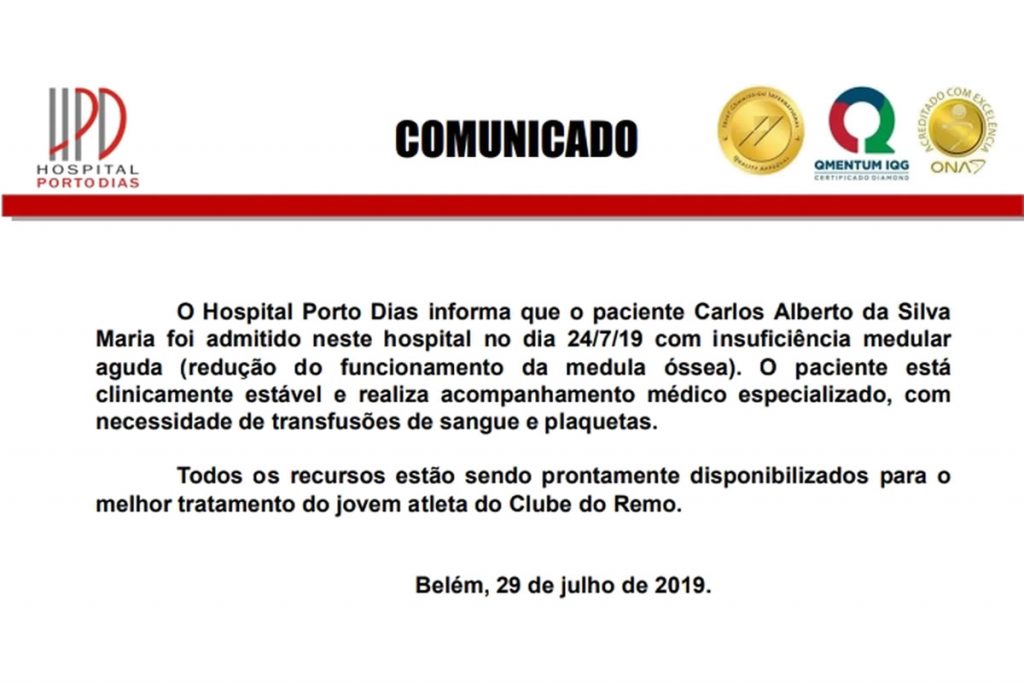 Comunicado - Hospital Porto Dias - Carlos Alberto